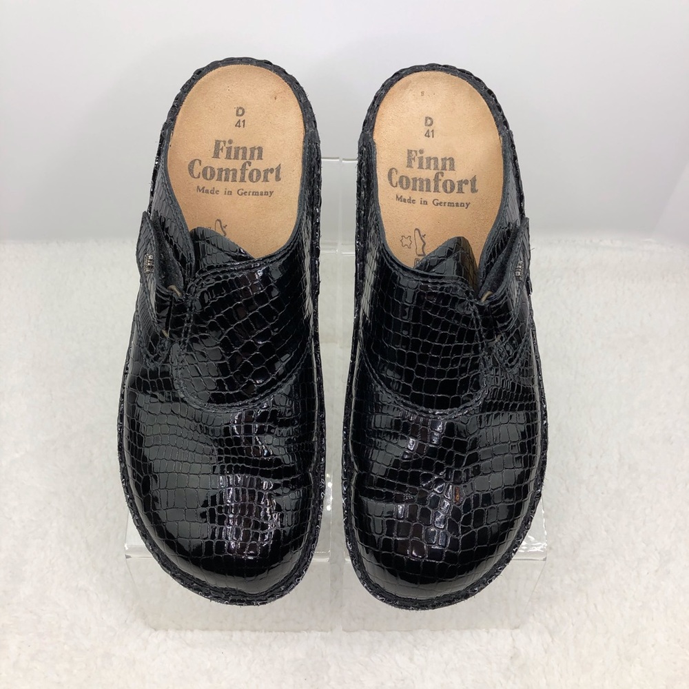 Finn Comfort Orb Black Croc Clogs EU 41/US 10-10.5